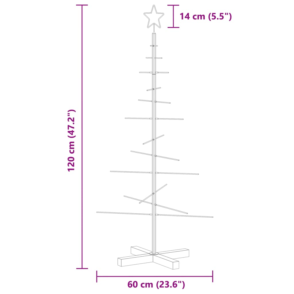 vidaXL Árbol de Navidad metal negro con base de madera 120 cm