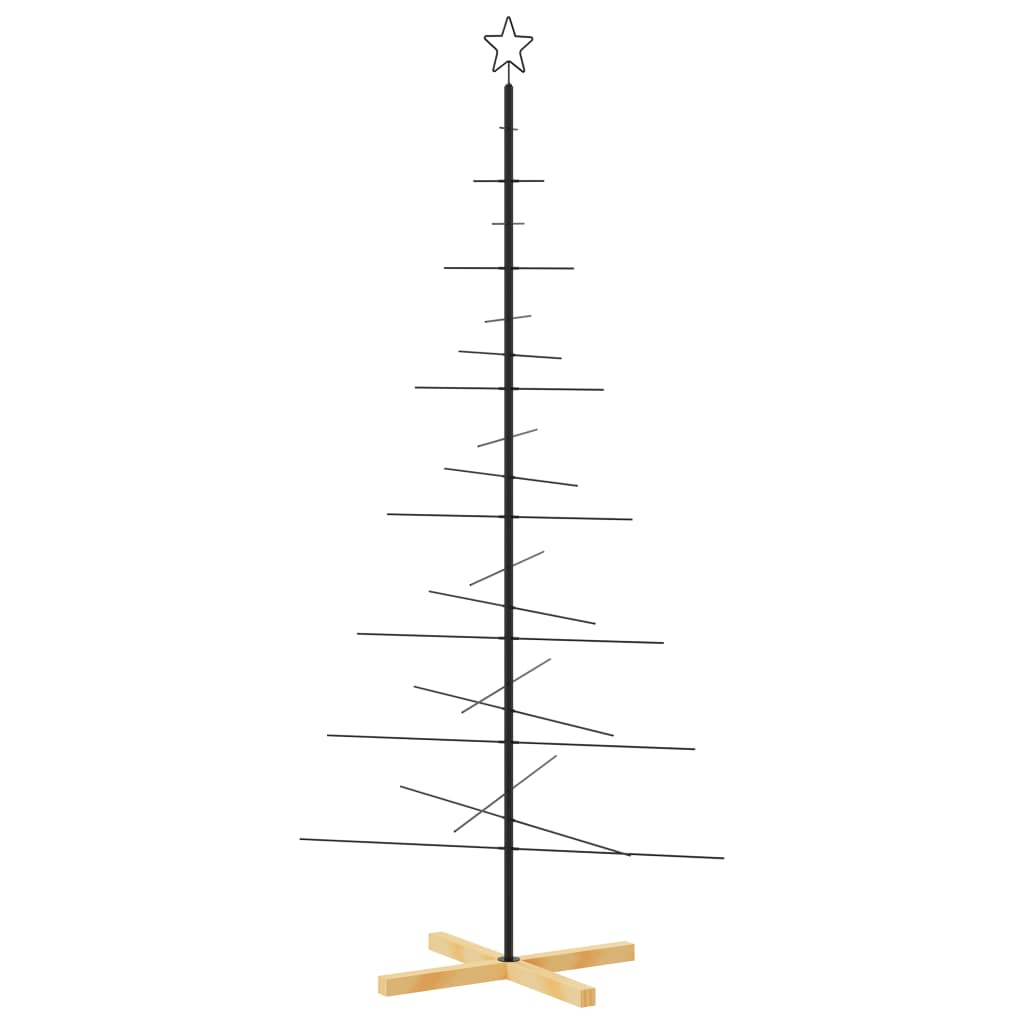 vidaXL Árbol de Navidad metal negro con base de madera 180 cm