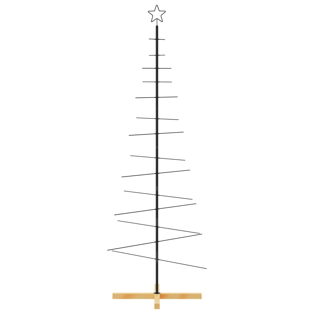 vidaXL Árbol de Navidad metal negro con base de madera 180 cm