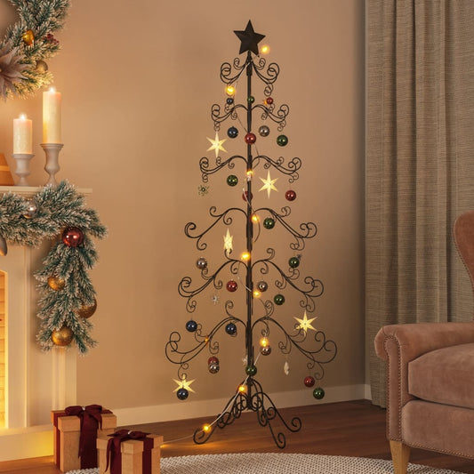 vidaXL Árbol de Navidad para decoración metal negro 180 cm