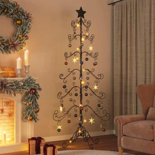 vidaXL Árbol de Navidad para decoración metal negro 215 cm