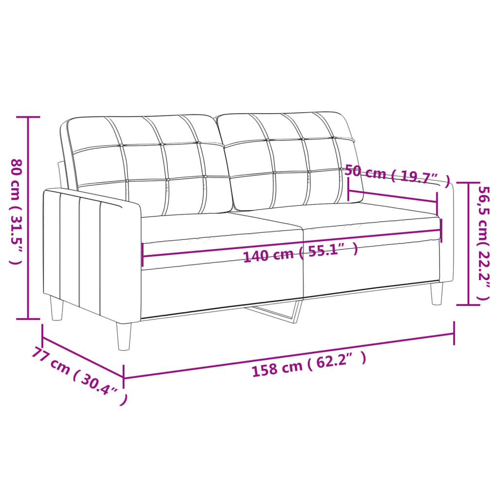 vidaXL Sofá de 2 plazas de tela gris taupé 140 cm