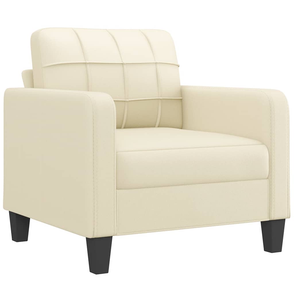 vidaXL Sillón cuero sintético crema 60 cm