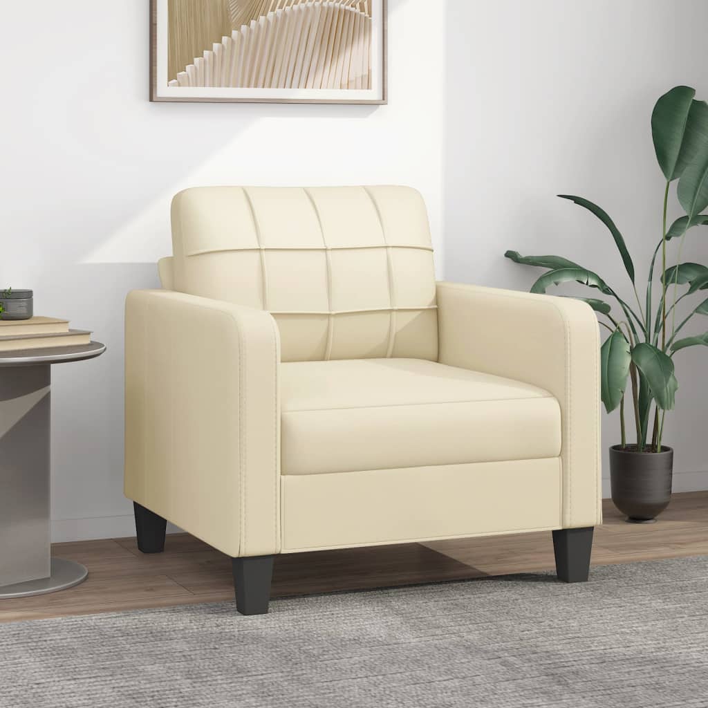 vidaXL Sillón cuero sintético crema 60 cm