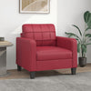 vidaXL Sillón cuero sintético rojo tinto 60 cm