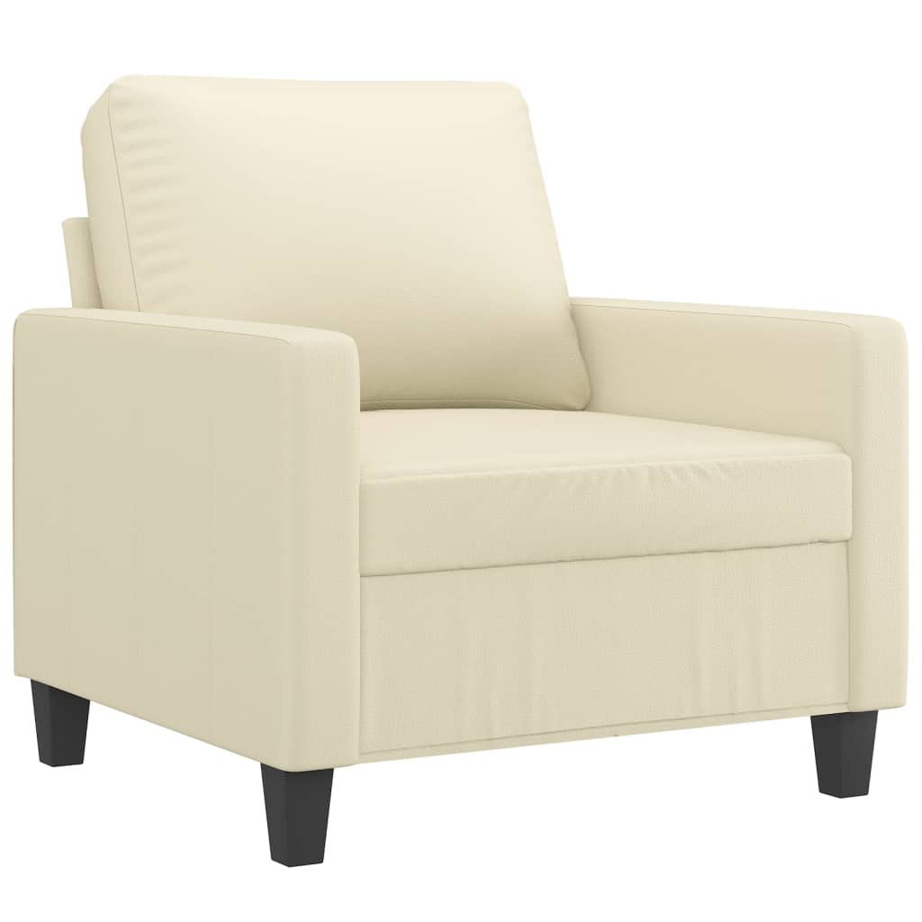 vidaXL Sillón cuero sintético crema 60 cm