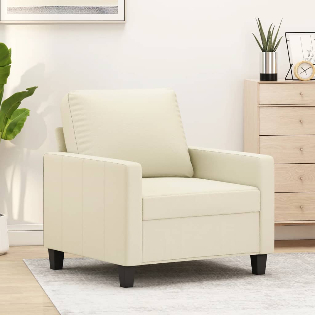 vidaXL Sillón cuero sintético crema 60 cm