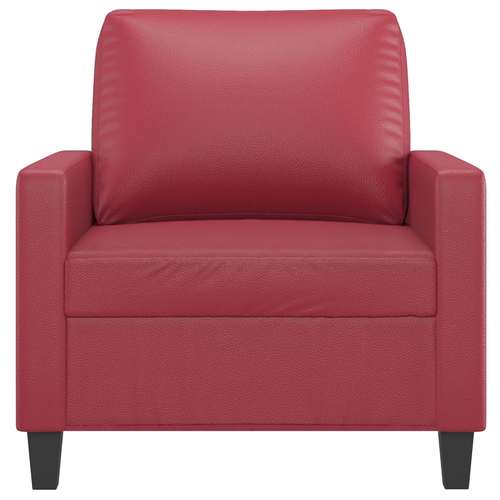 vidaXL Sillón cuero sintético rojo tinto 60 cm