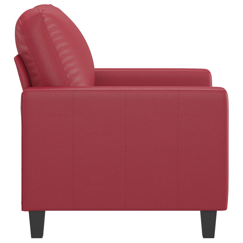 vidaXL Sillón cuero sintético rojo tinto 60 cm