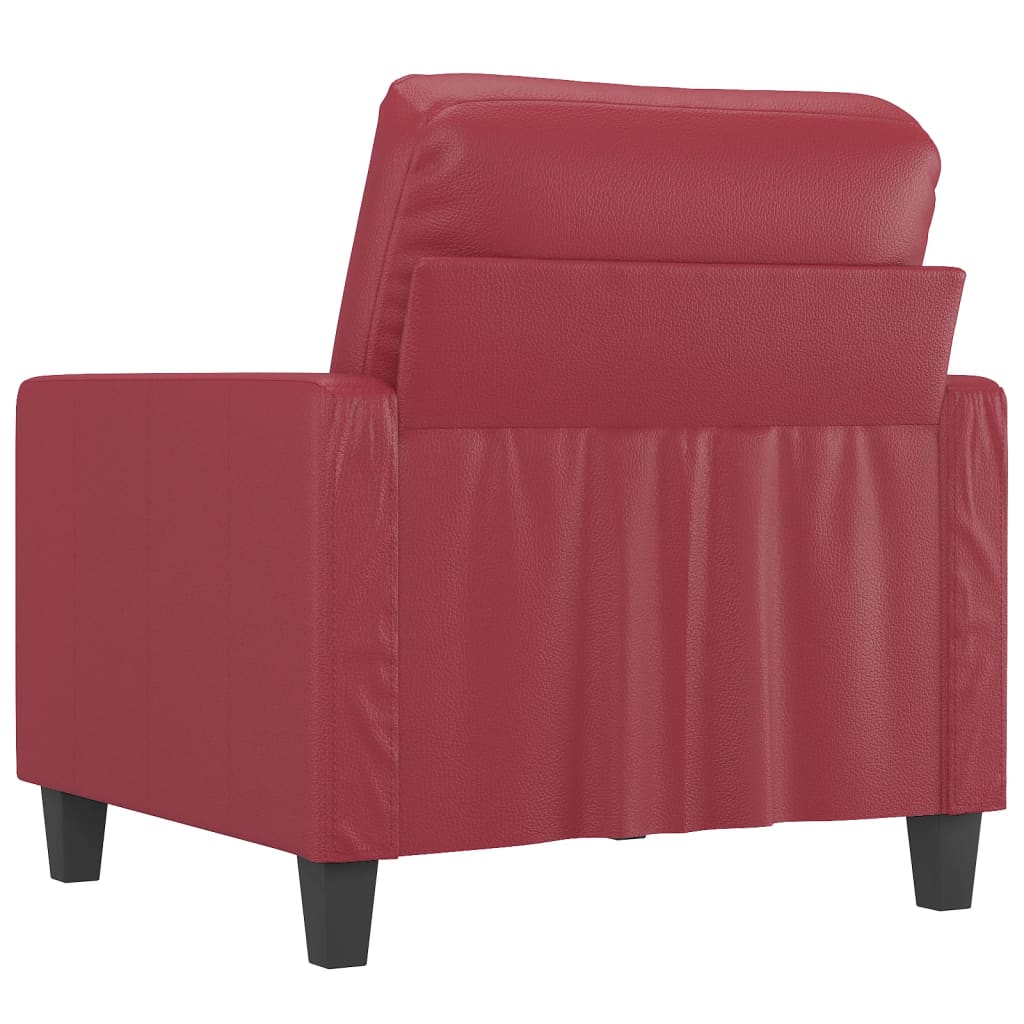 vidaXL Sillón cuero sintético rojo tinto 60 cm