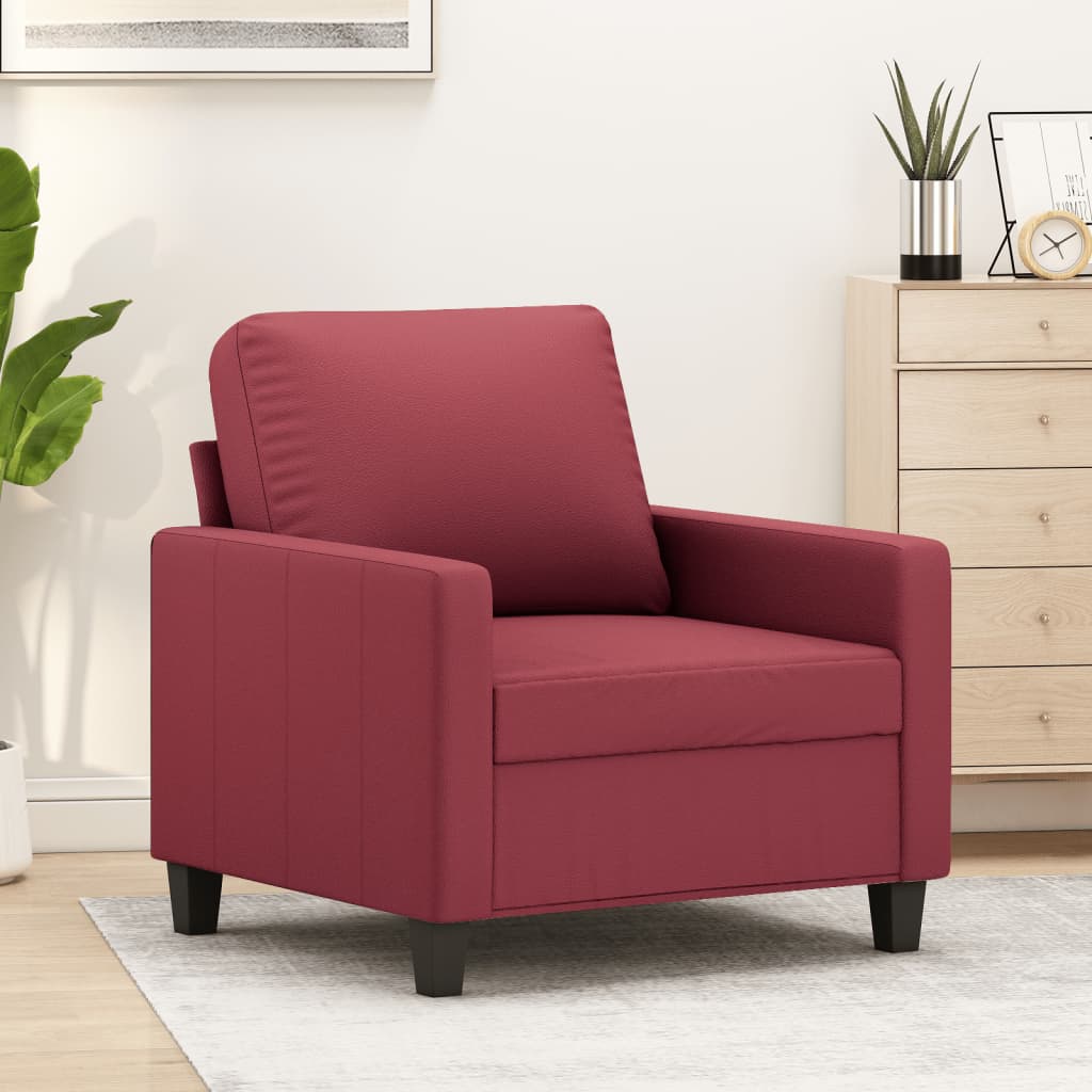 vidaXL Sillón cuero sintético rojo tinto 60 cm