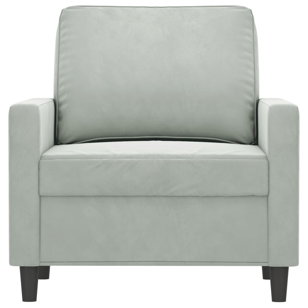 vidaXL Sillón de terciopelo gris claro 60 cm