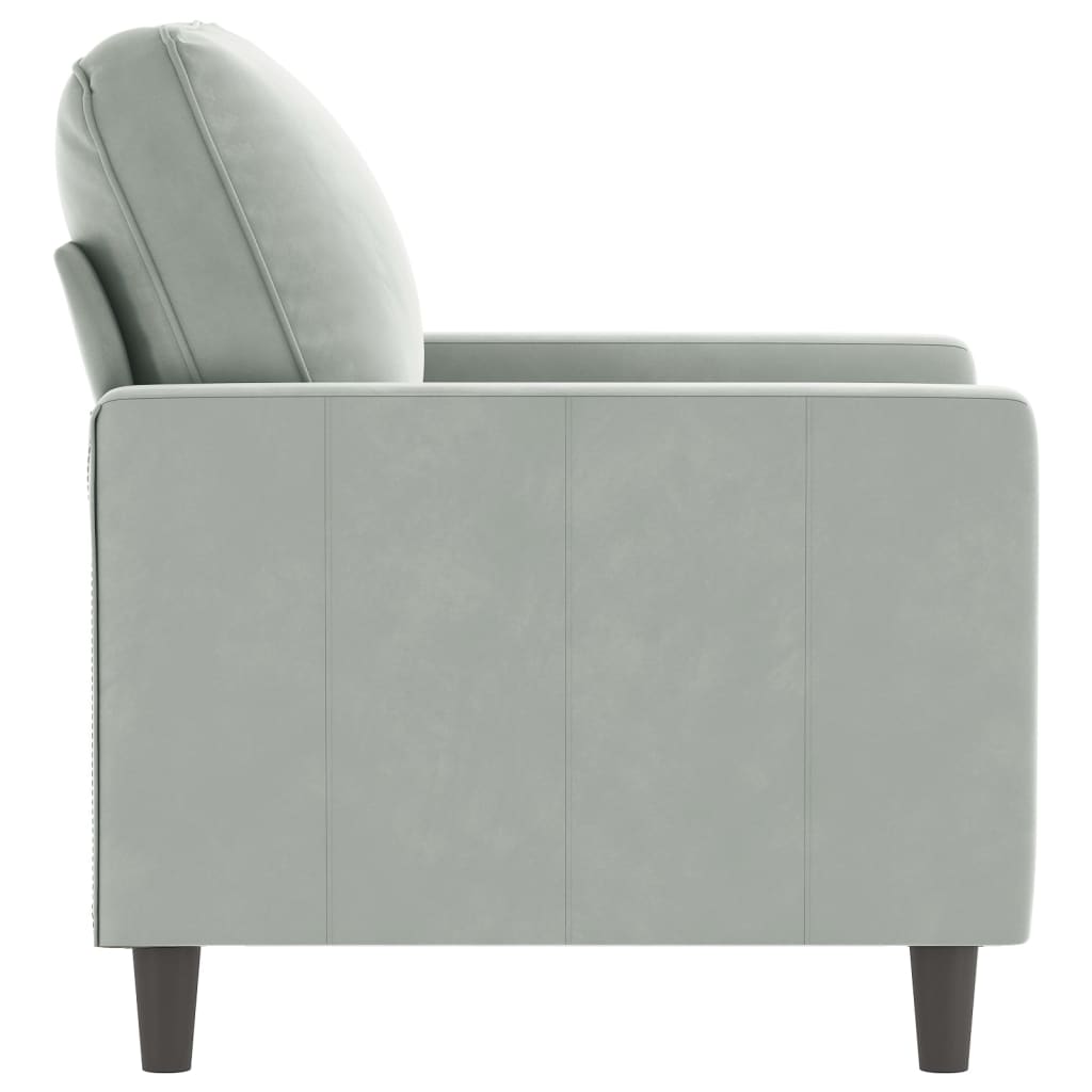 vidaXL Sillón de terciopelo gris claro 60 cm