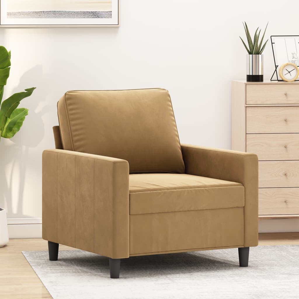 vidaXL Sillón de terciopelo marrón 60 cm