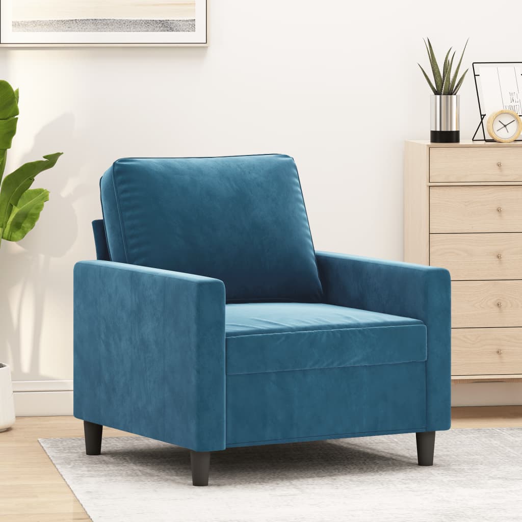 vidaXL Sillón de terciopelo azul 60 cm