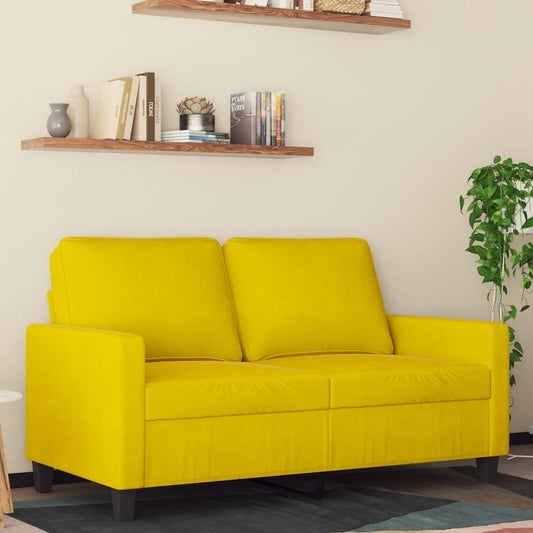 vidaXL Sofá de 2 plazas terciopelo amarillo 120 cm