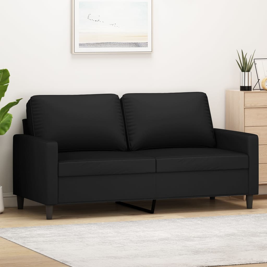 vidaXL Sofá de 2 plazas terciopelo negro 140 cm