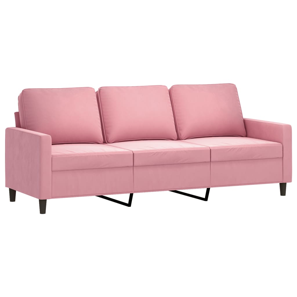 vidaXL Sofá de 3 plazas terciopelo rosa 180 cm