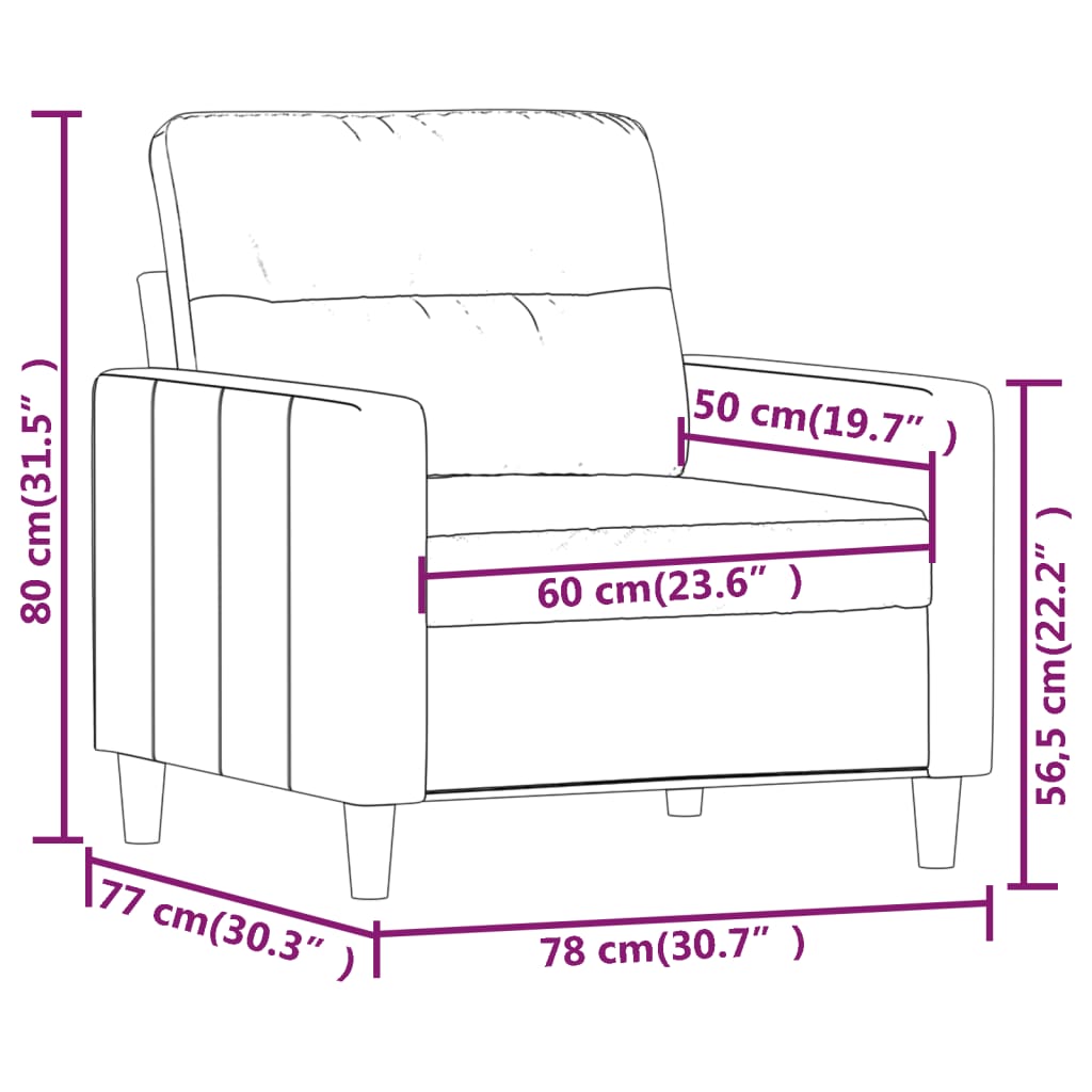 vidaXL Sillón de tela gris taupé 60 cm