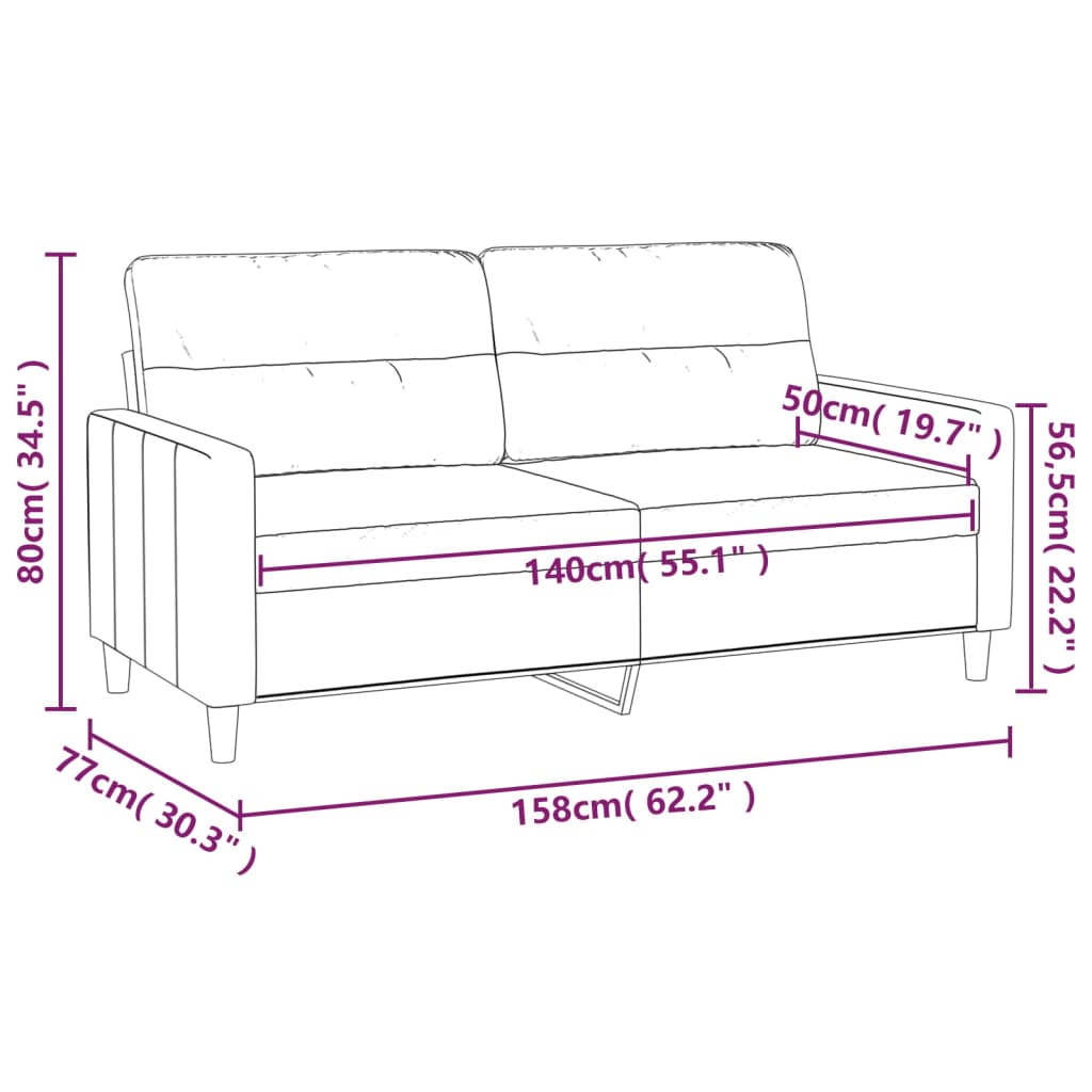 vidaXL Sofá de 2 plazas de tela marrón 140 cm