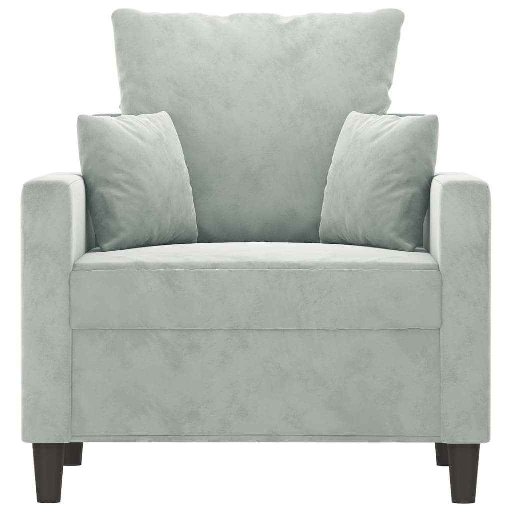 vidaXL Sillón de terciopelo gris claro 60 cm