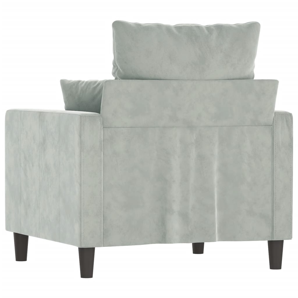 vidaXL Sillón de terciopelo gris claro 60 cm