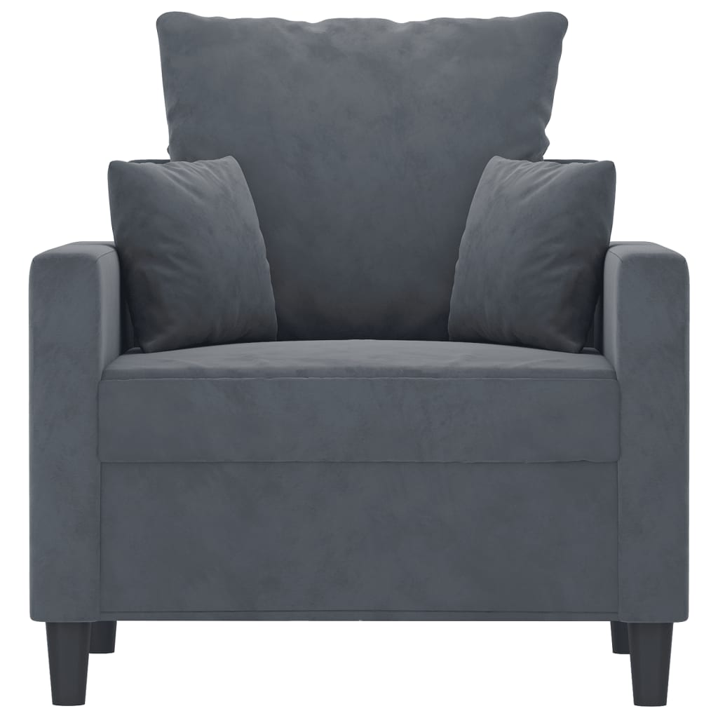 vidaXL Sillón de terciopelo gris oscuro 60 cm