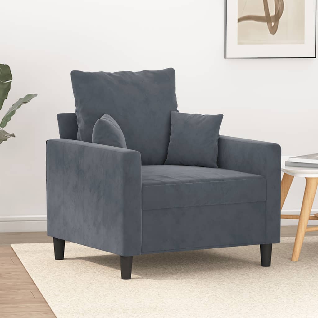 vidaXL Sillón de terciopelo gris oscuro 60 cm