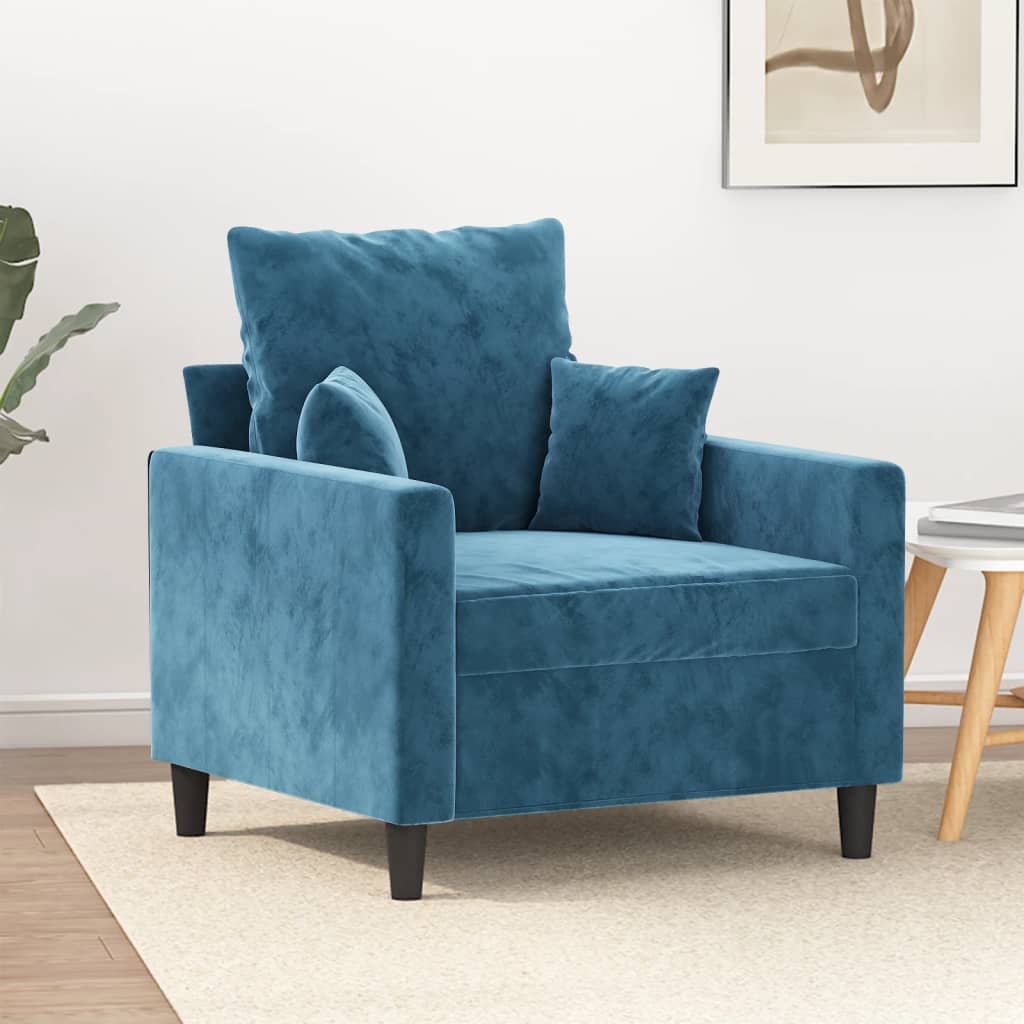 vidaXL Sillón de terciopelo azul 60 cm