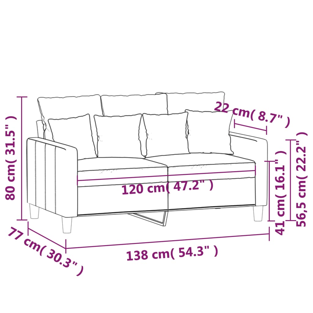 vidaXL Sofá de 2 plazas de terciopelo verde oscuro 120 cm