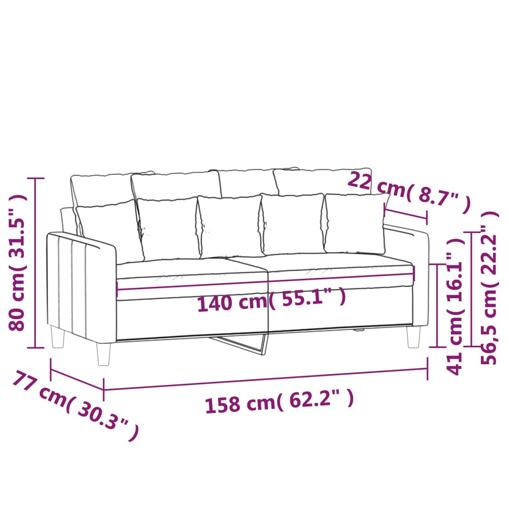 vidaXL Sofá de 2 plazas de terciopelo verde oscuro 140 cm