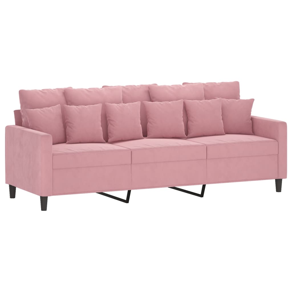 vidaXL Sofá de 3 plazas terciopelo rosa 180 cm