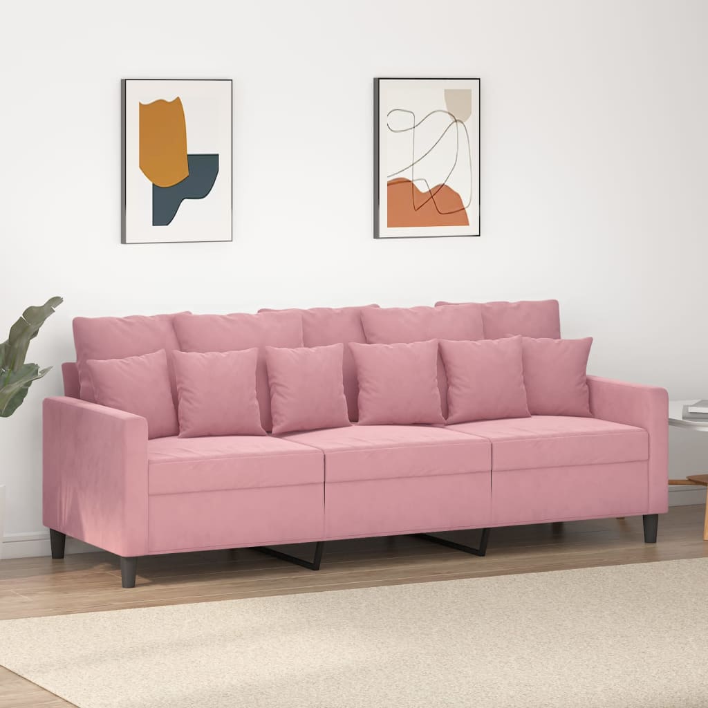 vidaXL Sofá de 3 plazas terciopelo rosa 180 cm