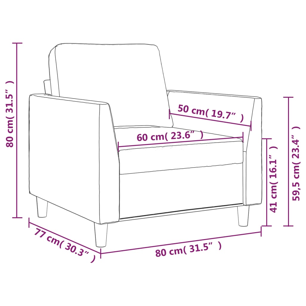 vidaXL Sillón cuero sintético crema 60 cm