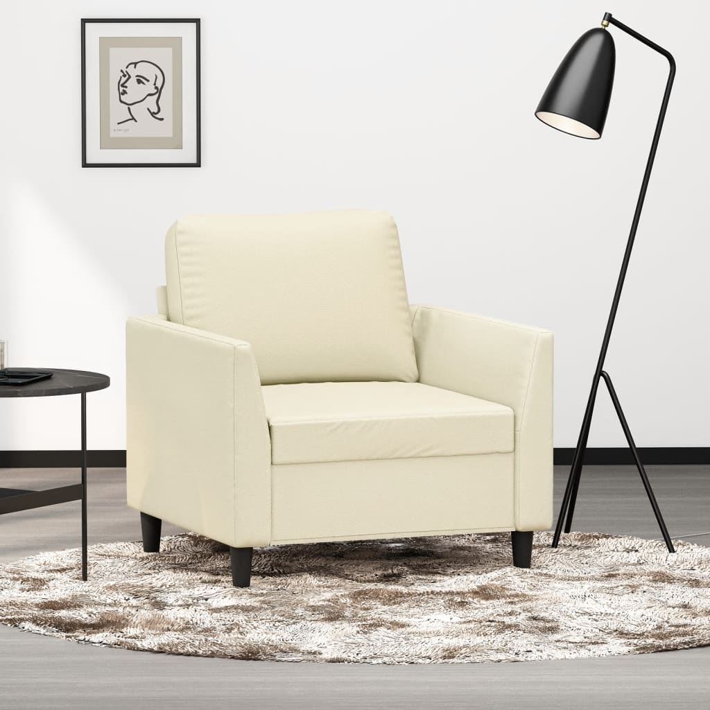 vidaXL Sillón cuero sintético crema 60 cm