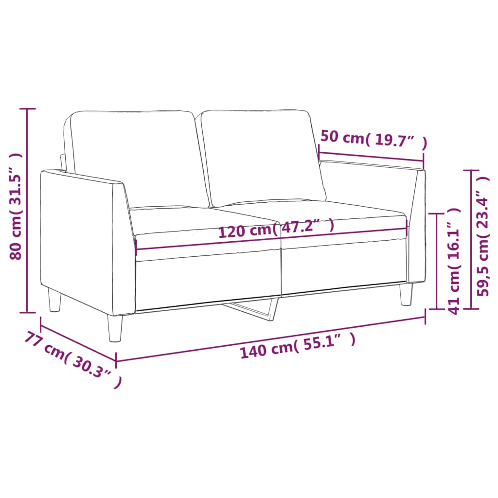 vidaXL Sofá de 2 plazas de cuero sintético color crema 120 cm