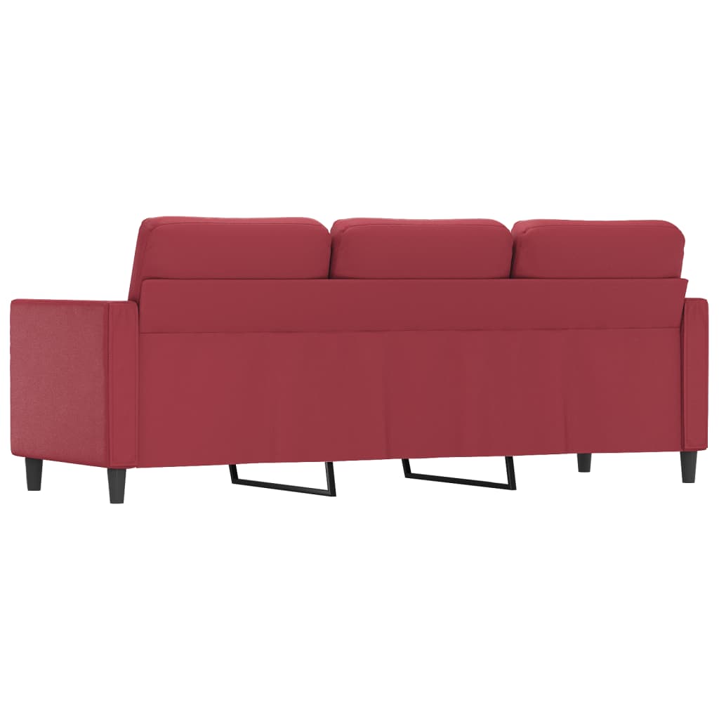 vidaXL Sofá de 3 plazas de cuero sintético rojo vino 180 cm