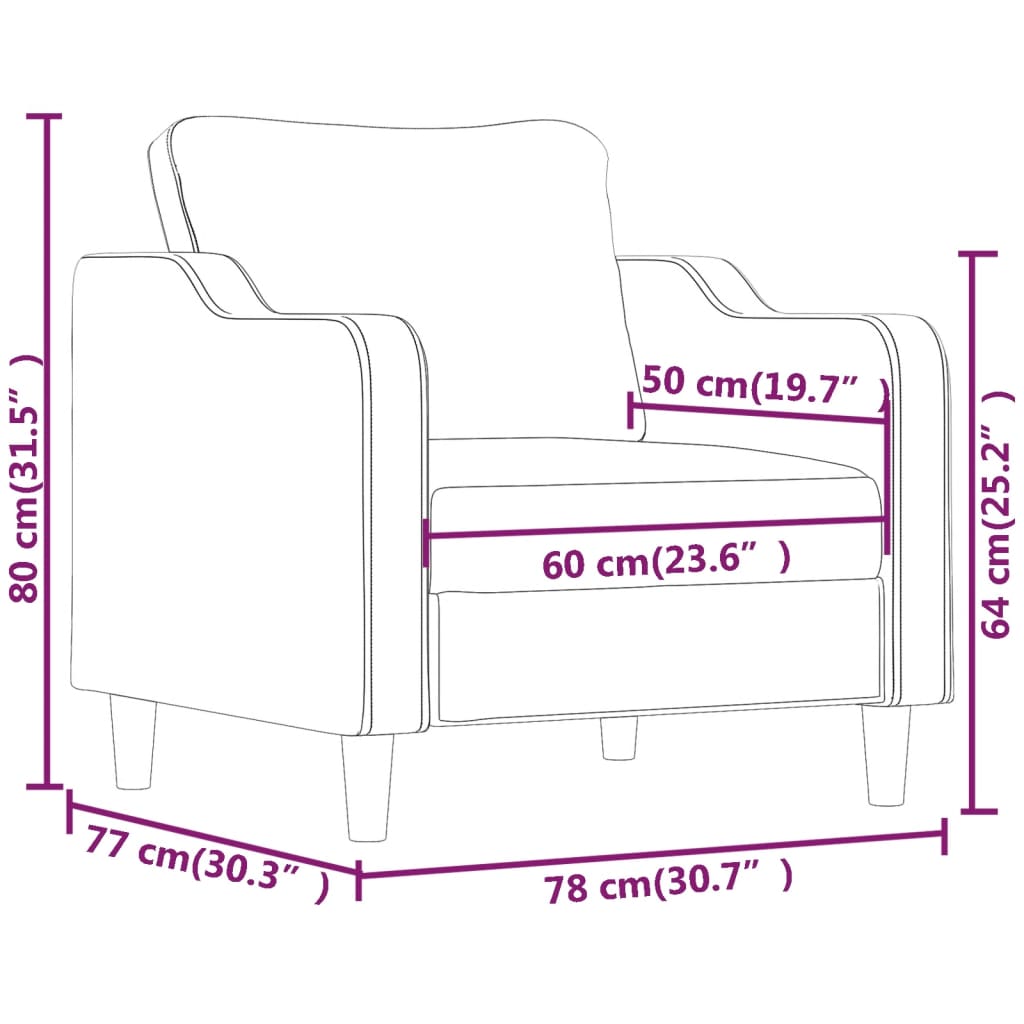 vidaXL Sillón de tela negro 60 cm