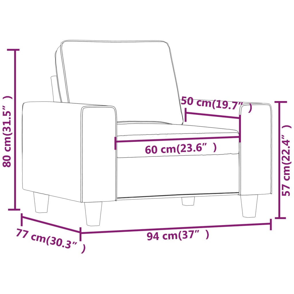 vidaXL Sillón de tela rojo tinto 60 cm