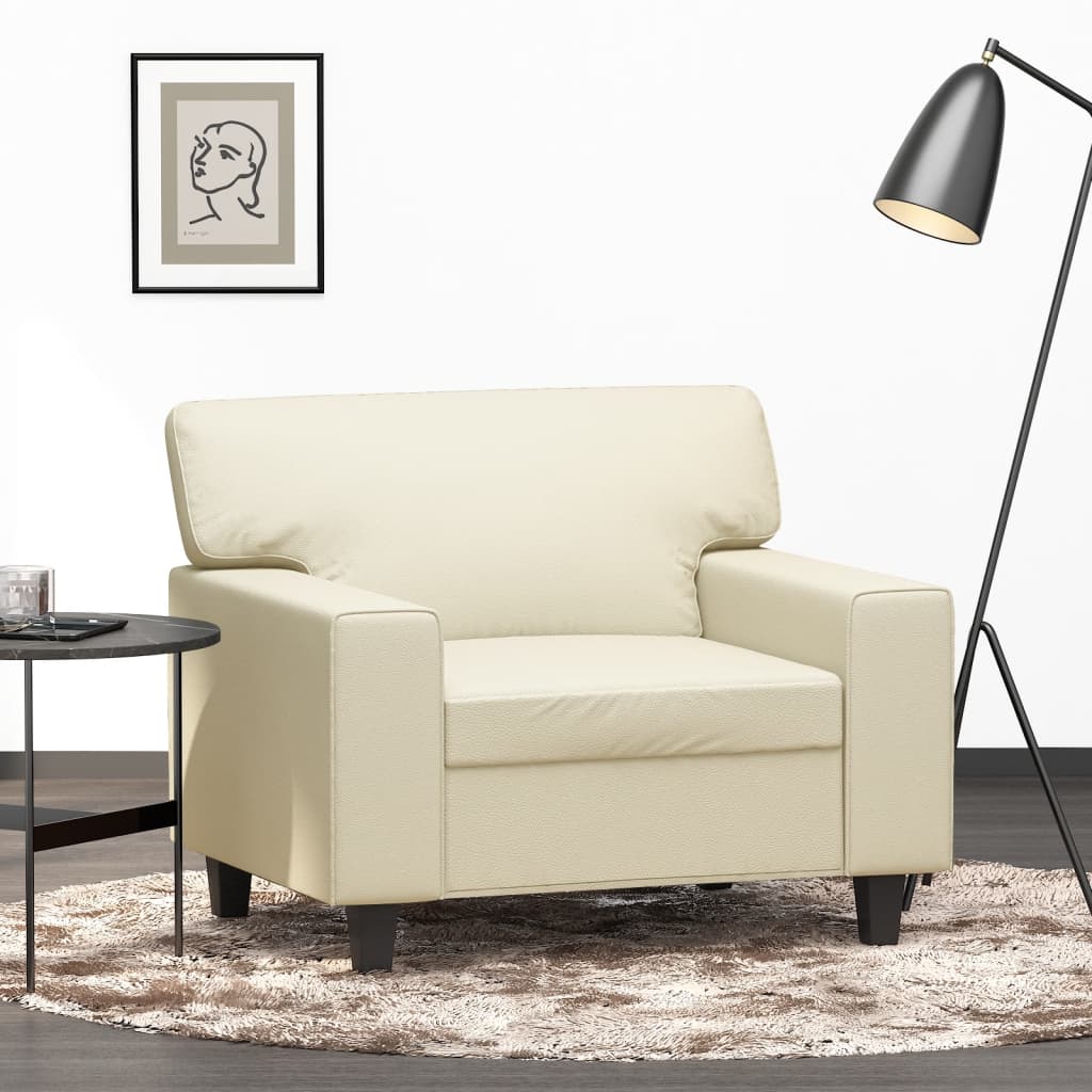 vidaXL Sillón cuero sintético crema 60 cm