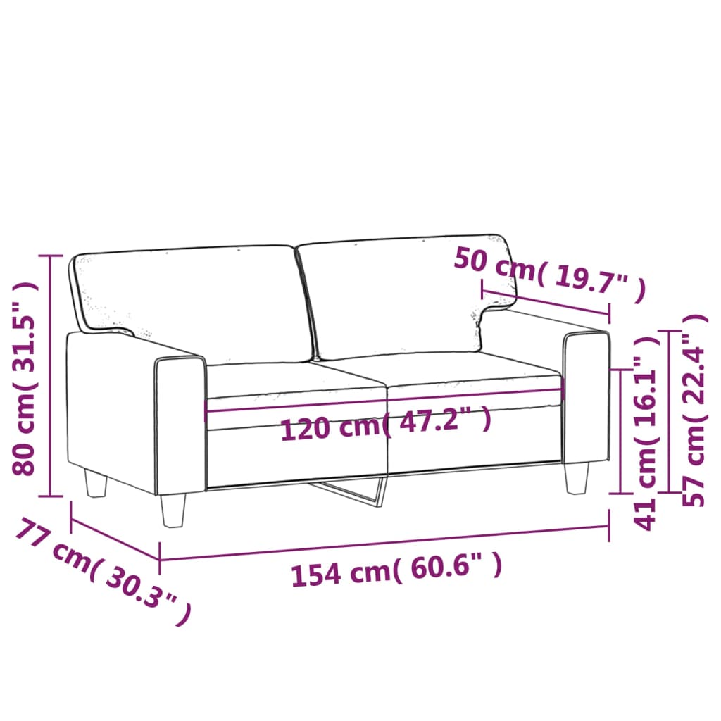 vidaXL Sofá de 2 plazas de cuero sintético color crema 120 cm