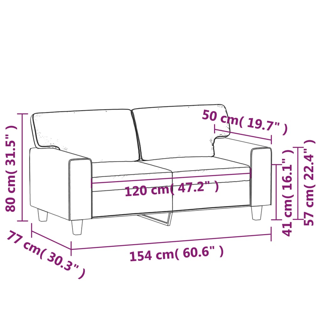 vidaXL Sofá de 2 plazas de cuero sintético color capuchino 120 cm