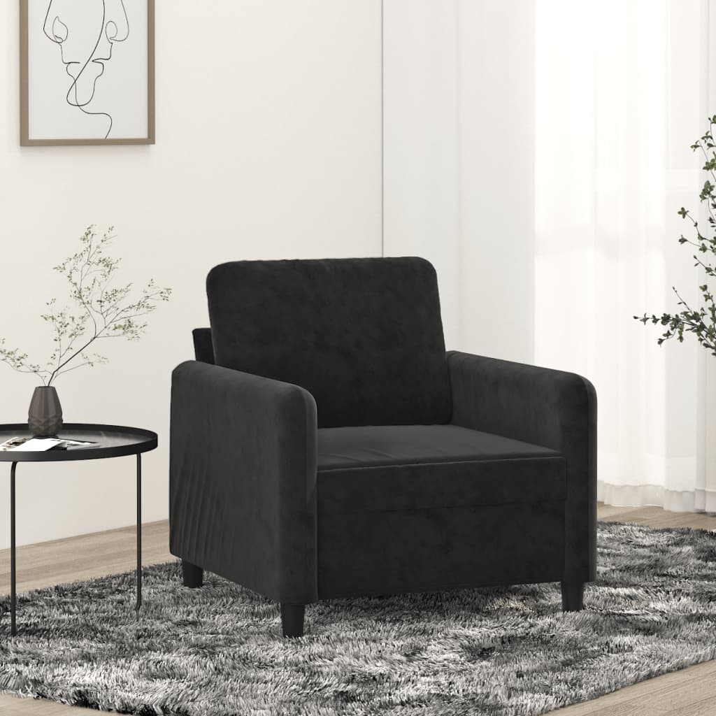 vidaXL Sillón de terciopelo negro 60 cm