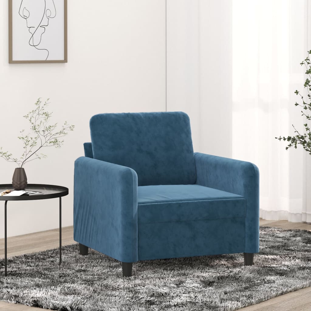 vidaXL Sillón de terciopelo azul 60 cm