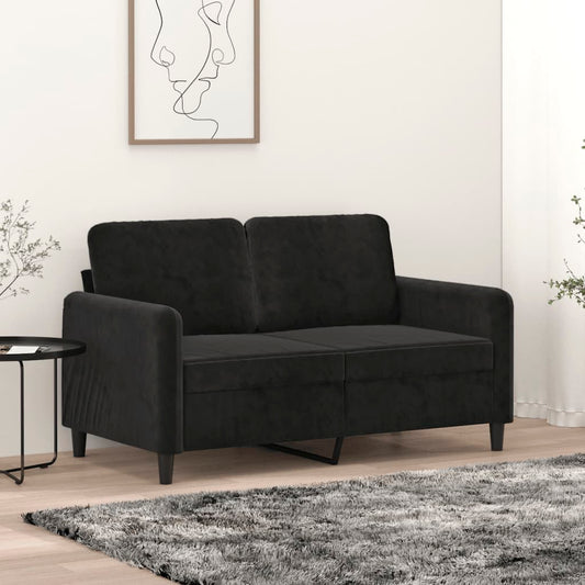 vidaXL Sofá de 2 plazas terciopelo negro 120 cm