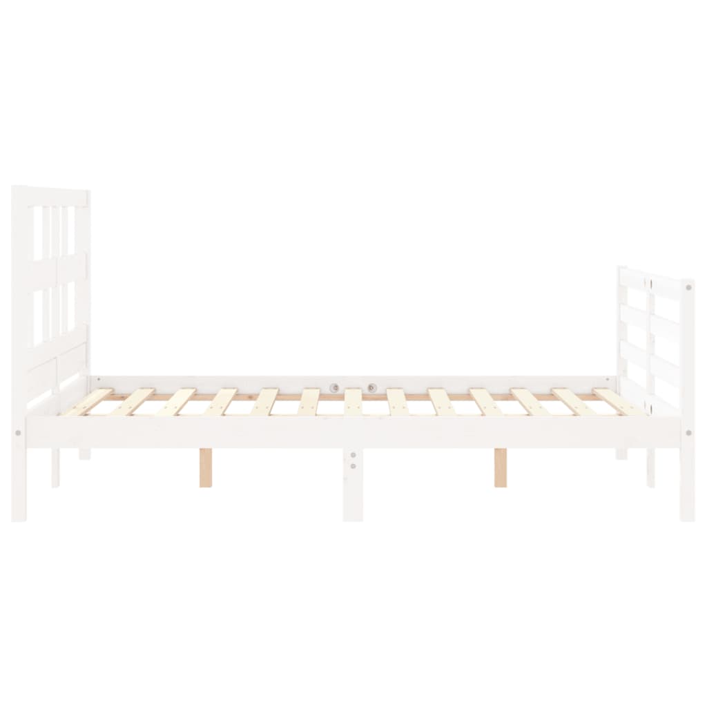 vidaXL Estructura de cama con cabecero madera maciza blanco 140x200 cm