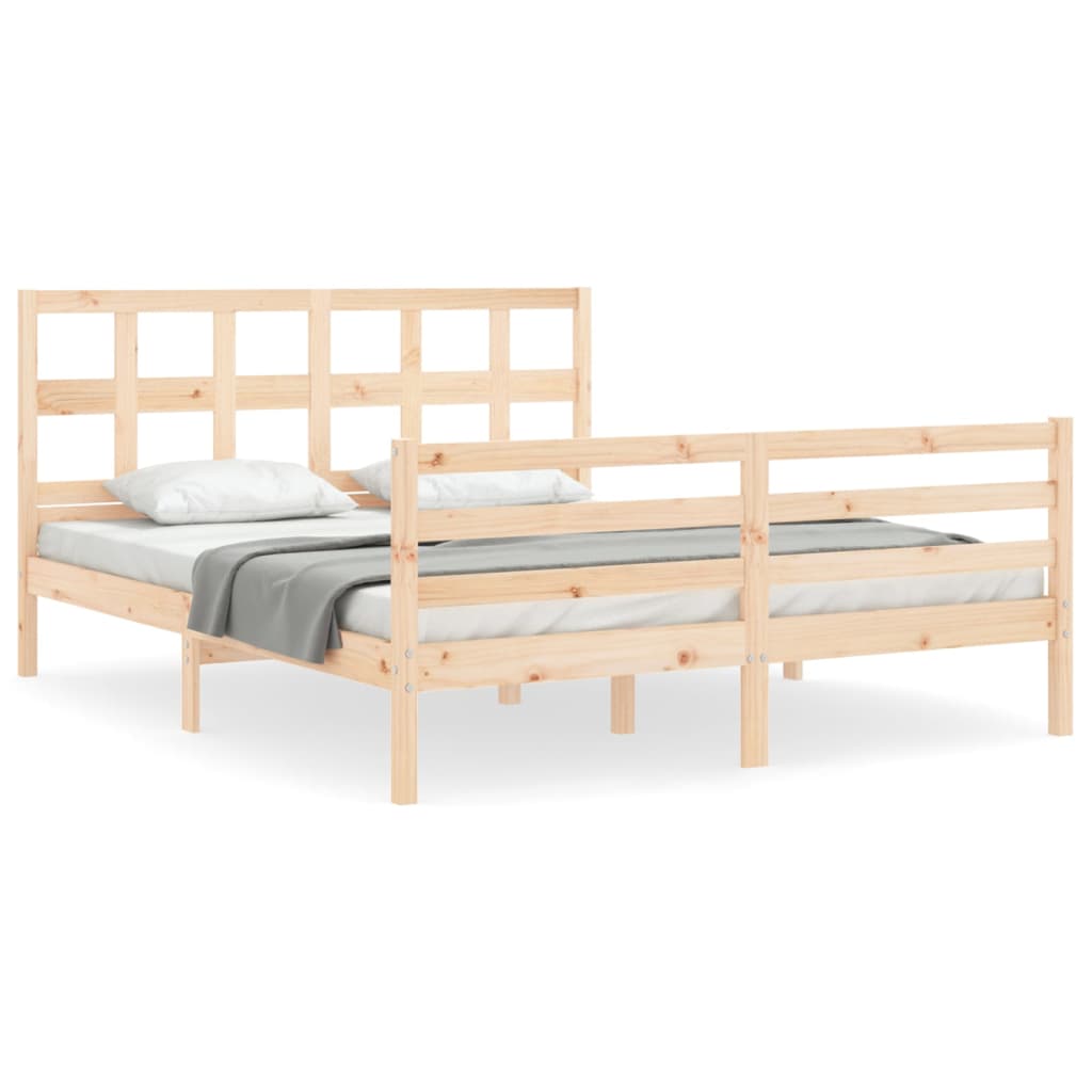 vidaXL Estructura de cama con cabecero madera maciza 160x200 cm