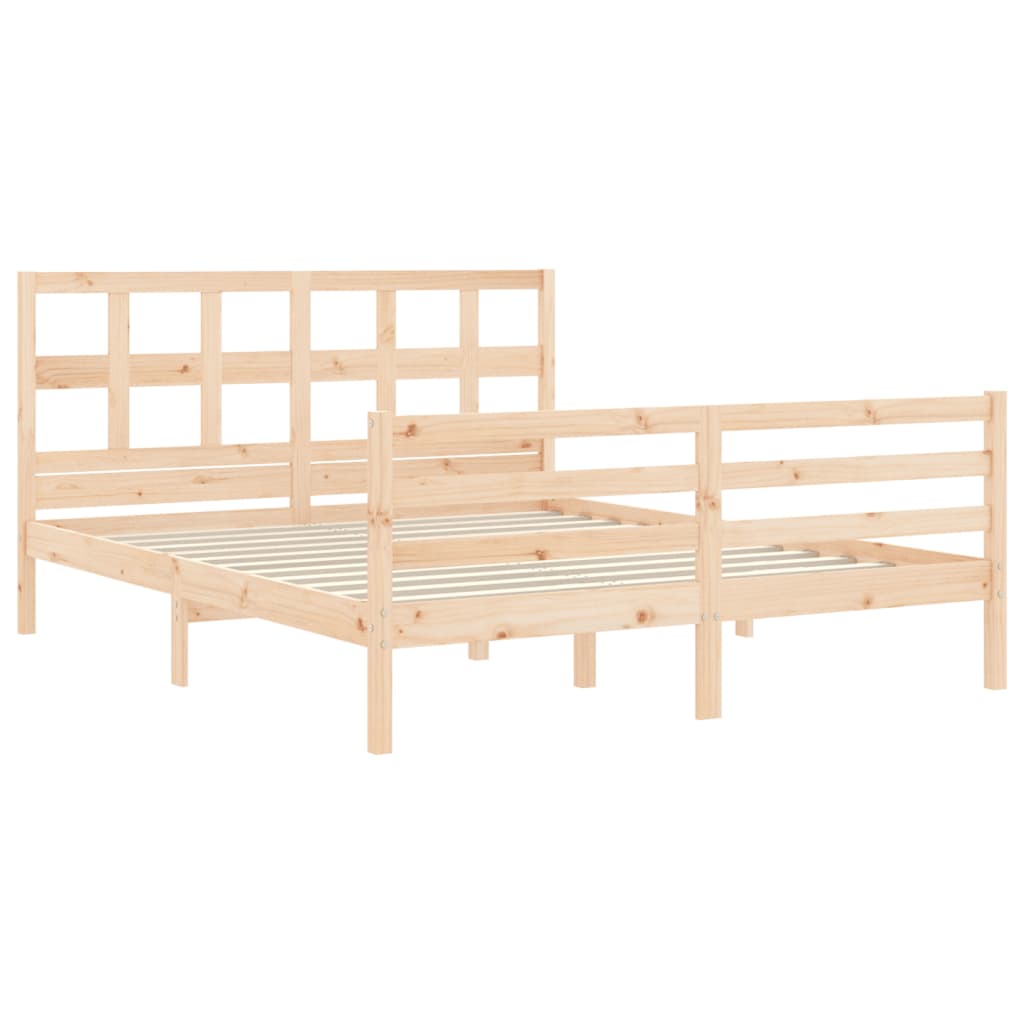 vidaXL Estructura de cama con cabecero madera maciza 160x200 cm