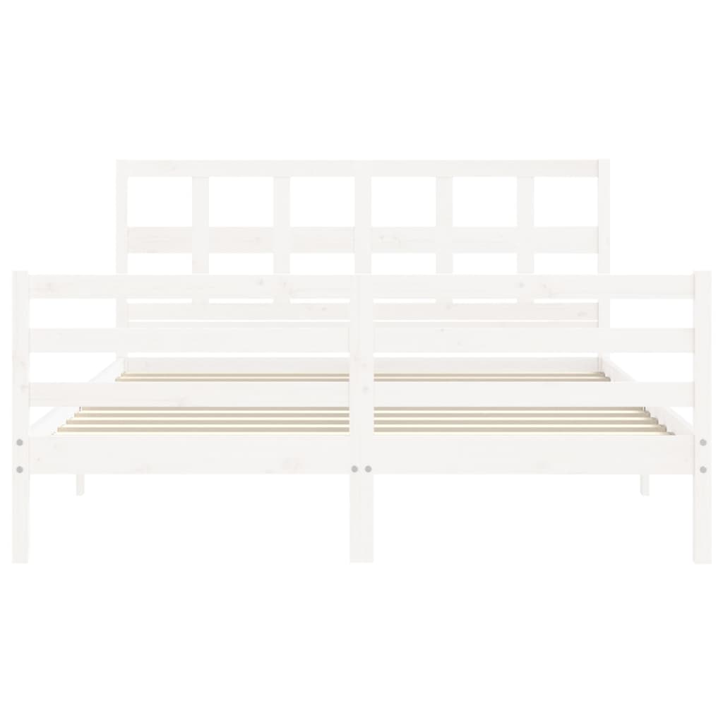 vidaXL Estructura de cama con cabecero madera maciza blanco 160x200 cm