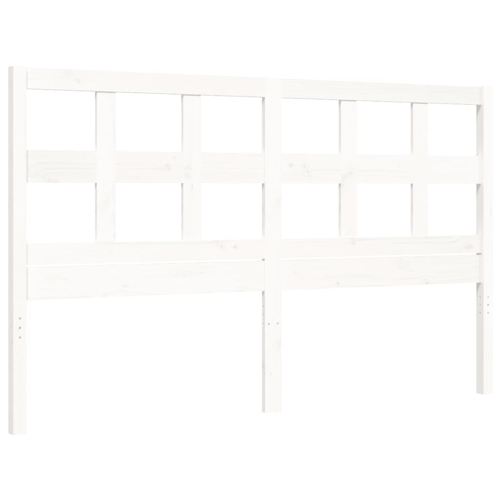 vidaXL Estructura de cama con cabecero madera maciza blanco 160x200 cm